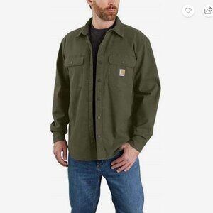 New Carhartt Men's Rugged Flex Relaxed Fit Canvas Fleece Lined Shirt Jacket 3XL